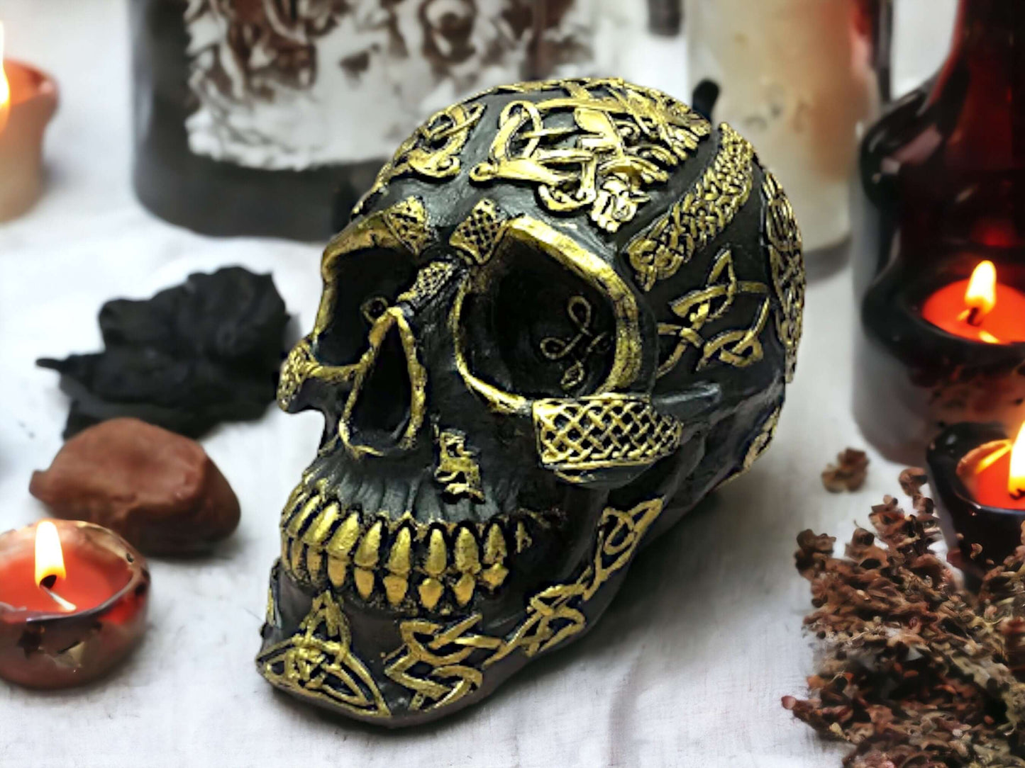 Elegant Skull Ornament - Stunning Celtic-inspired Skull Sculpture for Gothic Home Decoration and Collectors-Osiris Craftworks