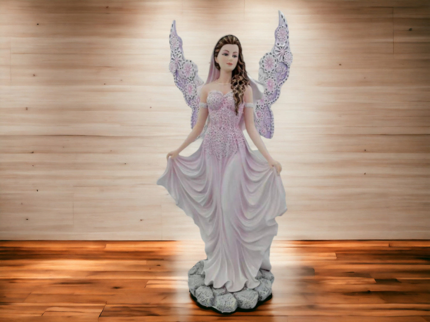 Elegant Grace Angel Figurine - Lavender Lace-Winged 40cm Resin Statue, Exquisite Home Decor and Spiritual Gift-Osiris Craftworks