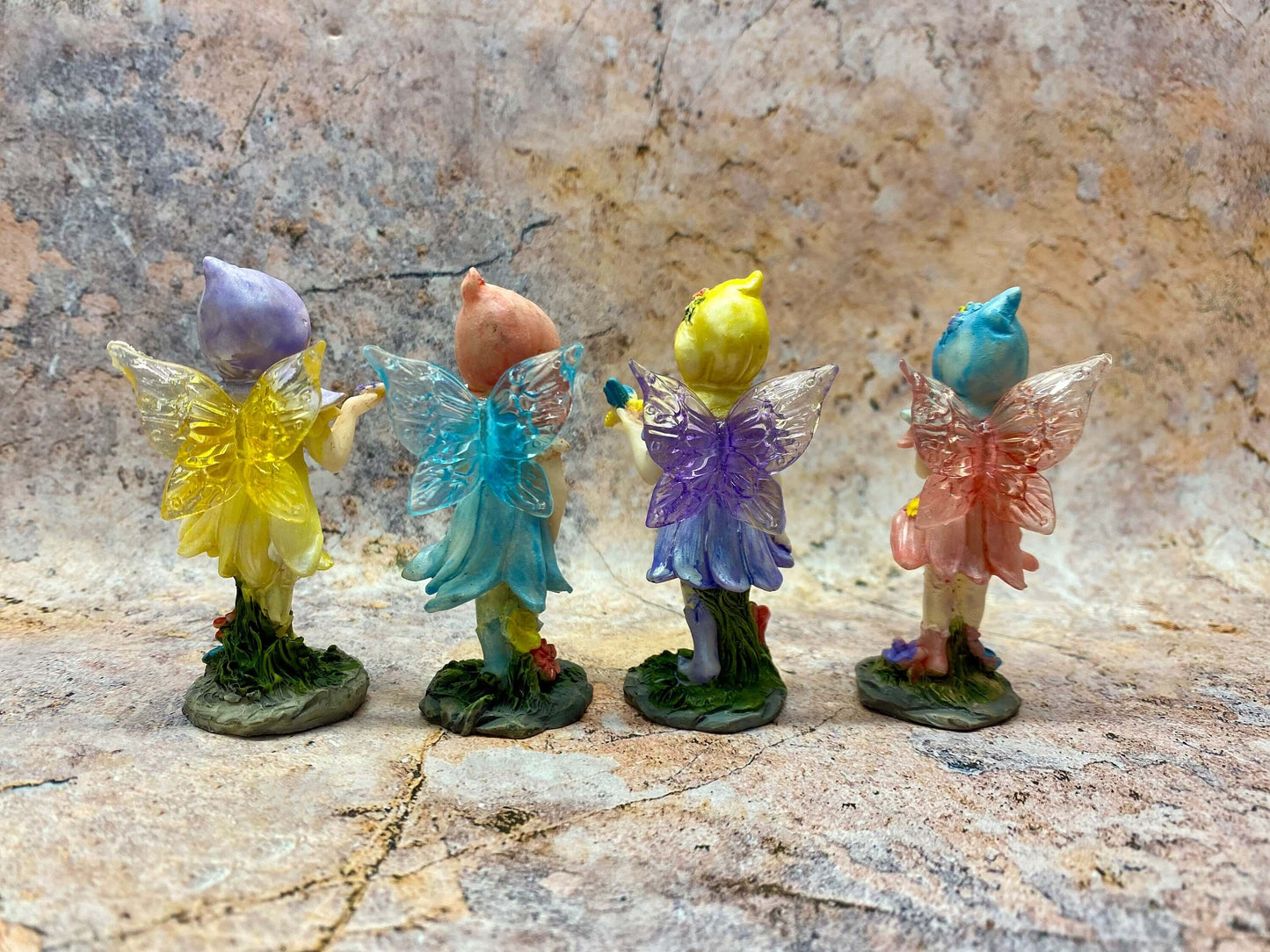 Enchanted Miniature Flower Fairy Figurines, Set of 4 - Whimsical Decor, Perfect for Fairy Garden - Gift Ready with Charming Bags-Osiris Craftworks