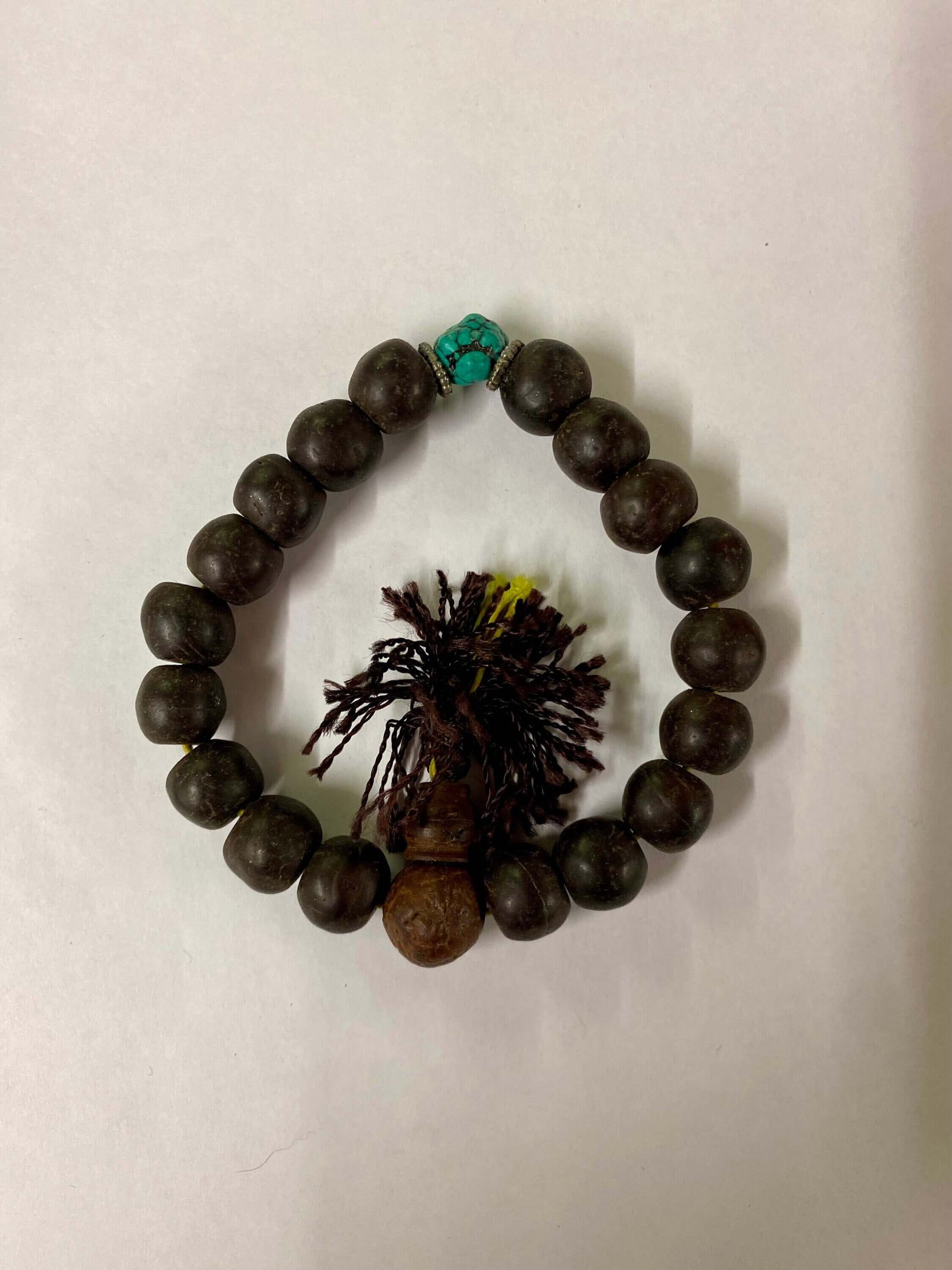 Tibetan Bodhi Seed Wrist Mala Bracelet, Authentic Handmade Buddhist Prayer Beads & Turquoise Marker, Encased in Unique Friendship Knot Box-Osiris Craftworks