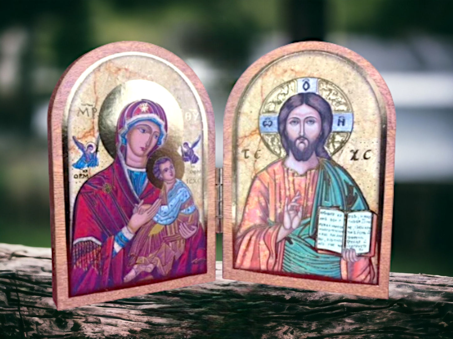 Jesus & Our Lady of Perpetual Help Plaque | Religious Folding Diptych | Devotional Gift | 9.5x12.5cm-Osiris Craftworks