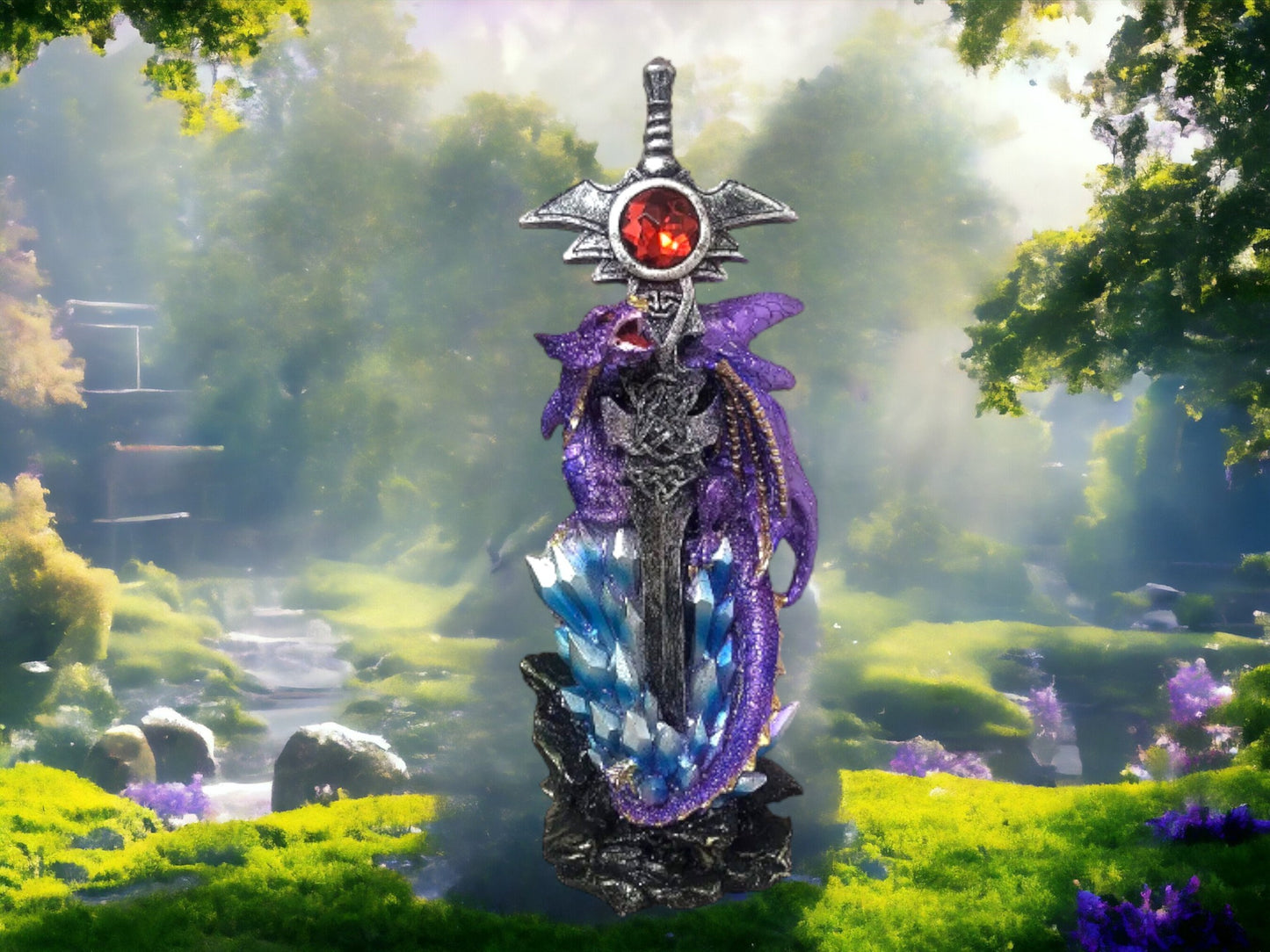 Purple Dragon Guardian Fantasy Sculpture Mythical Statue Ornament Gothic Dragons Hand Made from Quality Designer Resin-Osiris Craftworks