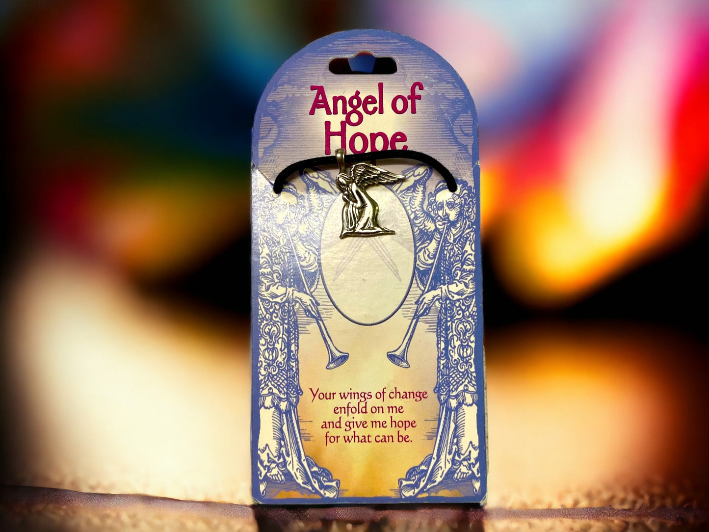 Inspirational Lead-Free Pewter "Angel of Hope" Talisman Pendant Necklace (2.2 x 1.8 cm) with Uplifting Message Card-Osiris Craftworks