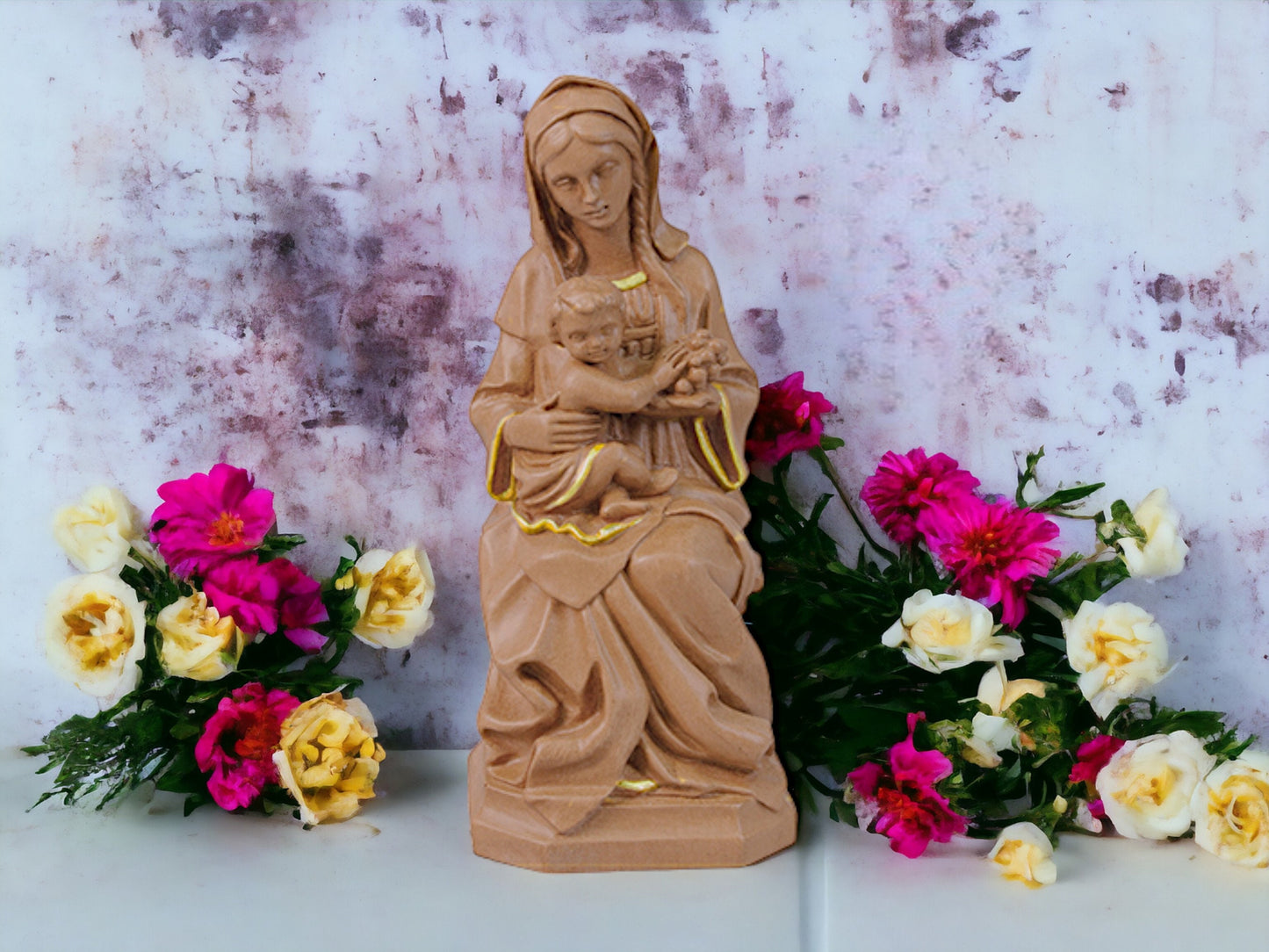 Serene Madonna and Child Statue - Spiritual Resin Sculpture - Religious Home Decor - Blessed Virgin Mary Figurine-Osiris Craftworks