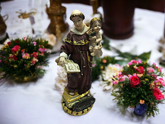 St Anthony and Baby Jesus Handcrafted Statue - Religious Resin Figurine with Ornate Detailing - Patron Saint Decor for Home and Altar-Osiris Craftworks