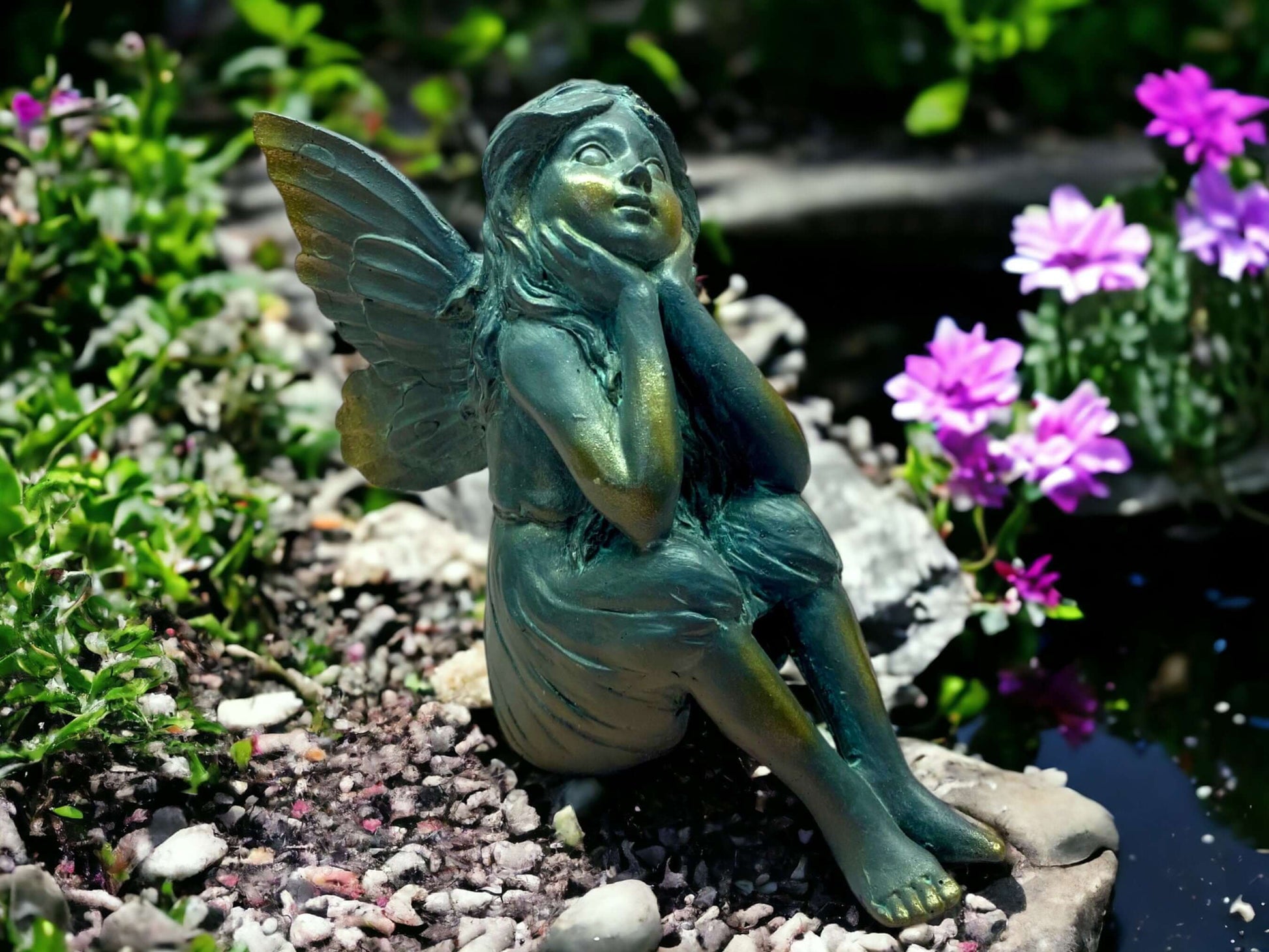 Thoughtful Garden Fairy Resin Statue, 14cm – Enchanting Contemplative Fairy Figurine for Home and Garden-Osiris Craftworks