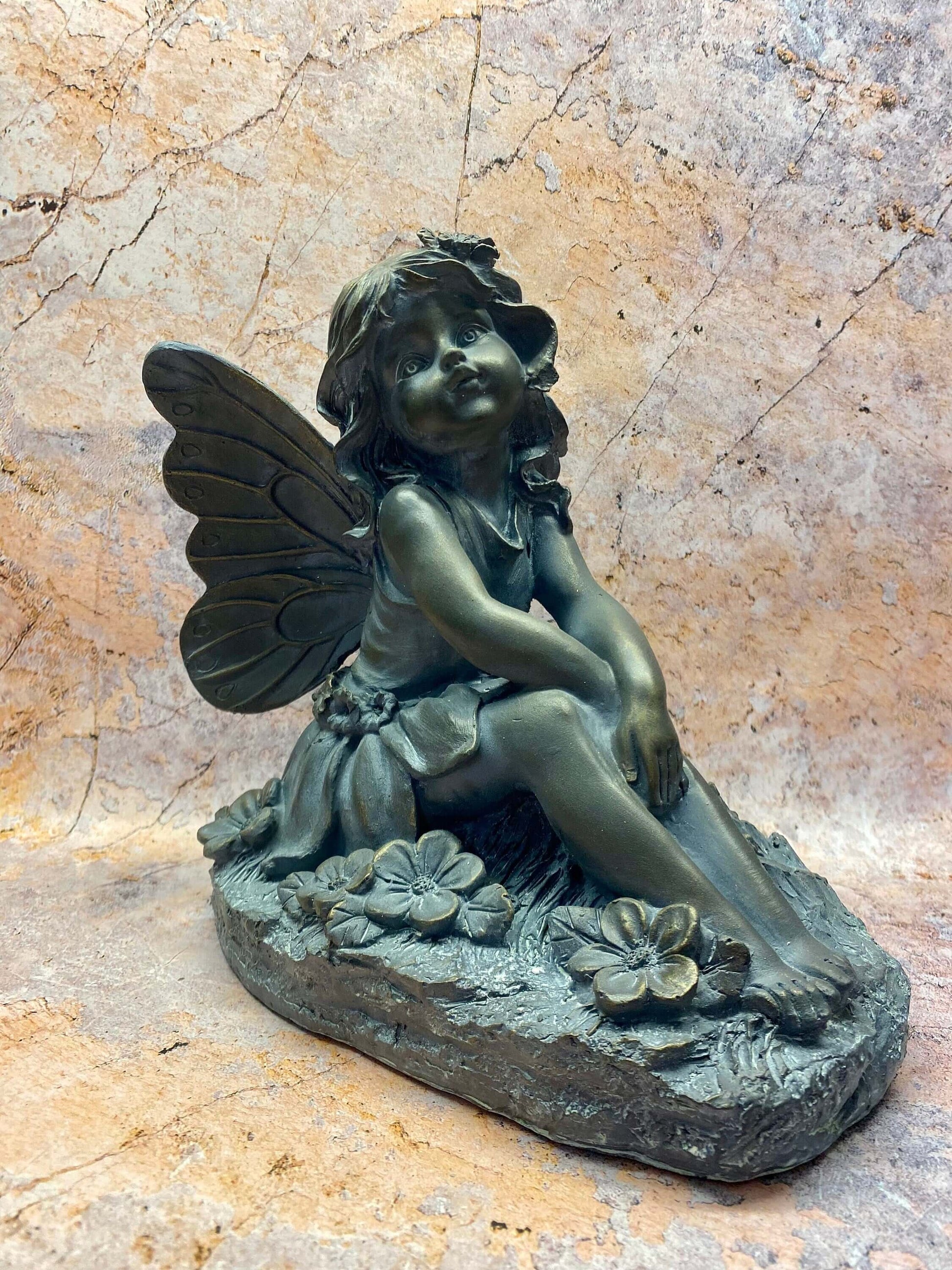 Cherished Meadow Fairy Resin Sculpture, 23cm – Captivating Floral Fairy for Garden or Indoor Grace-Osiris Craftworks