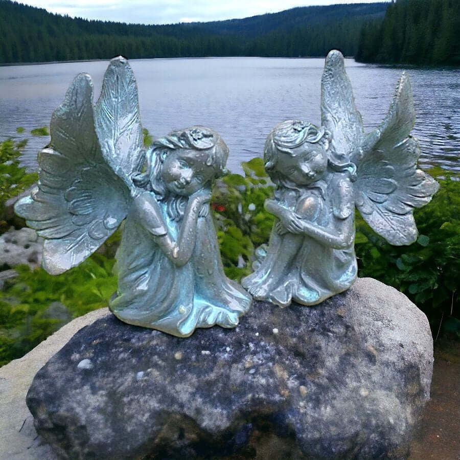 Whimsical Garden Fairy Duo, Resin Figurines 13cm – Enchanting Pair of Mystical Fairy Statues for Indoor & Outdoor Decor-Osiris Craftworks