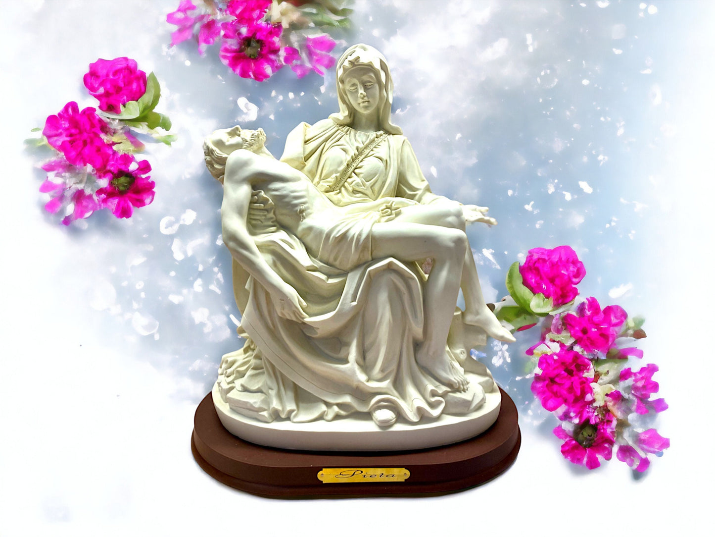 Sacred La Pieta Fine Art Replica, Resin Michelangelo Inspired Sculpture, Spiritual Christian Decor, Serene Madonna and Child Figurine-Osiris Craftworks