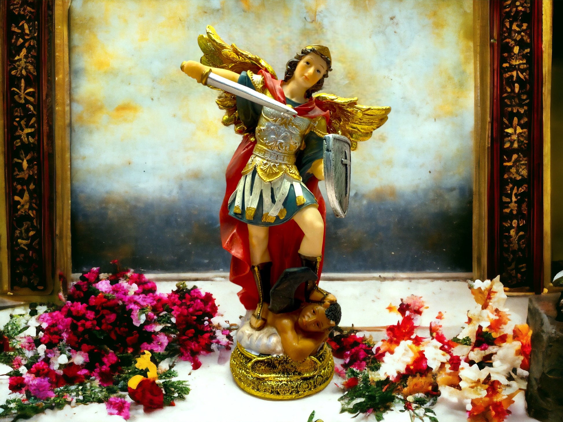 St. Michael Archangel Resin Statue, 23cm – Protector Guardian Angel Figurine, Inspirational Religious Decor, Spiritual Warfare Art Piece-Osiris Craftworks