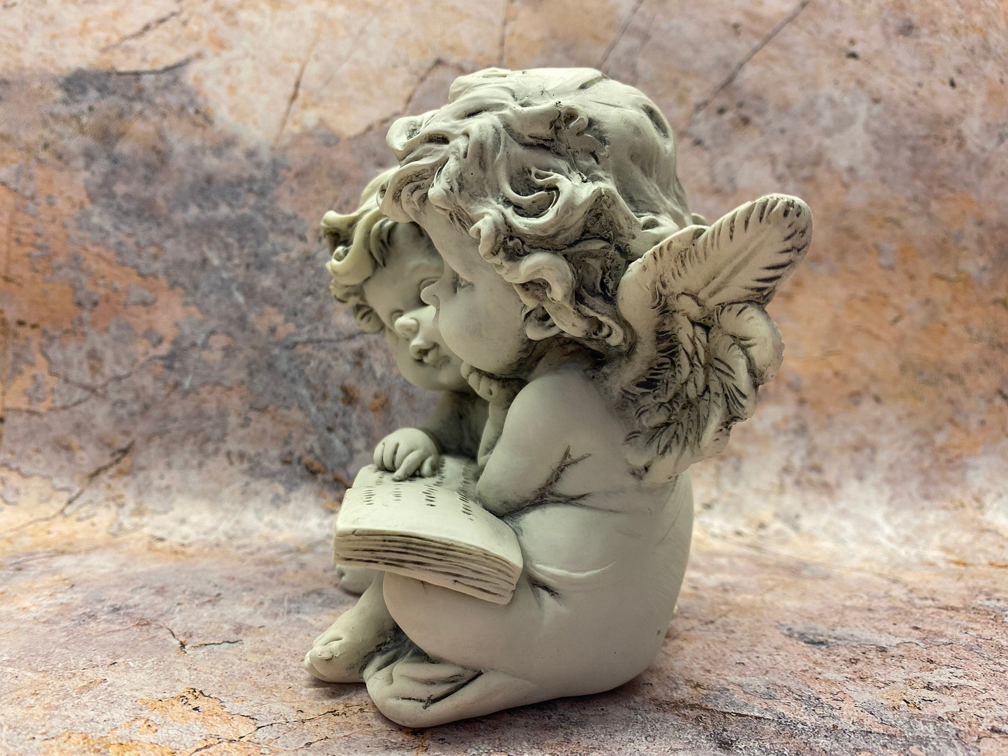 Cherub Twins Reading Book Figurine - Enchanting Resin Angel Sculpture, Ideal for Gardens or Memorial, Indoor/Outdoor Decor-Osiris Craftworks