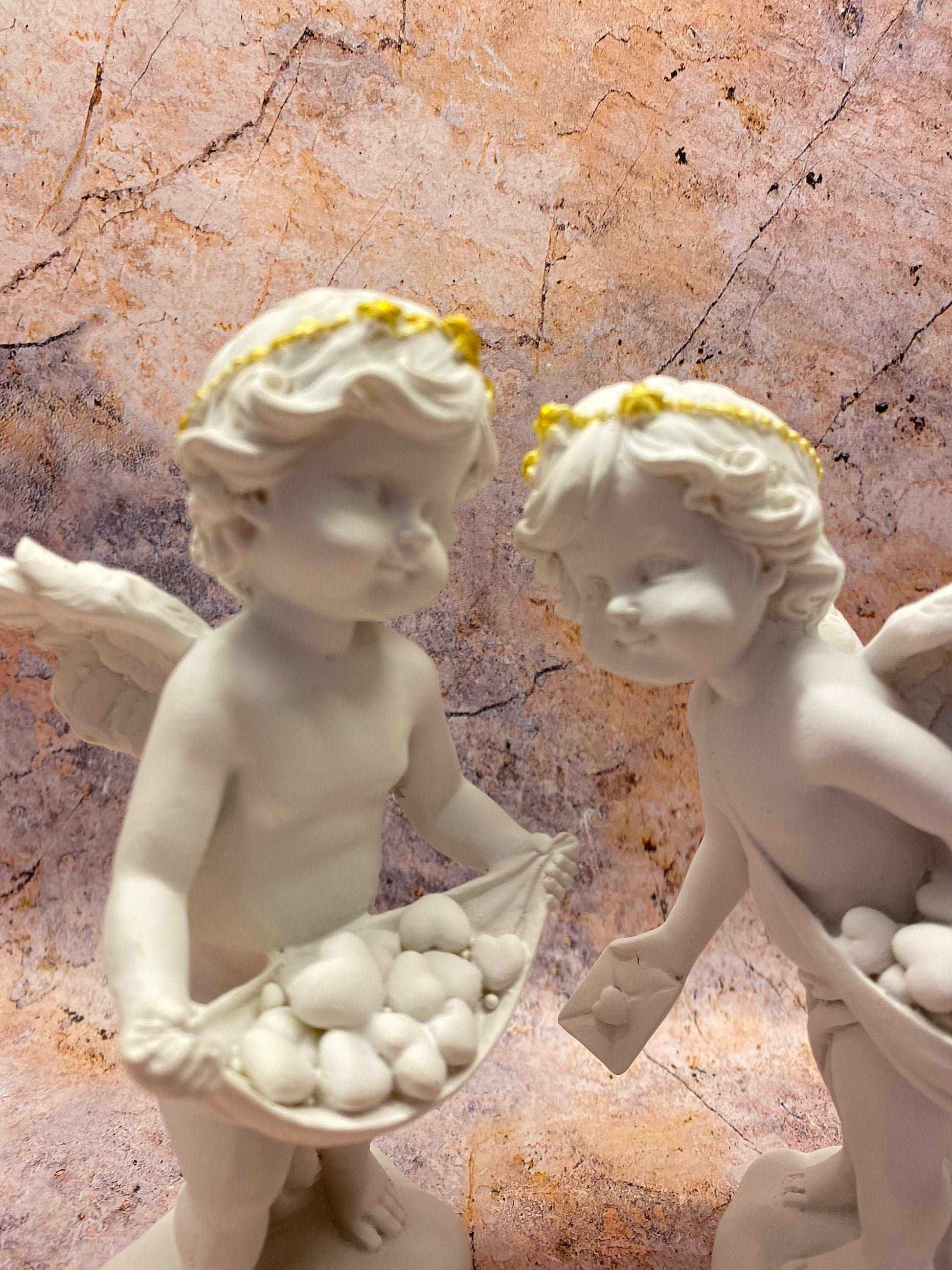 Adorable Cherub Duo with Baskets - Decorative Resin Angel Figurines Set, Indoor Graceful Accents, Heavenly Cherub Pair, Home Blessing Decor-Osiris Craftworks