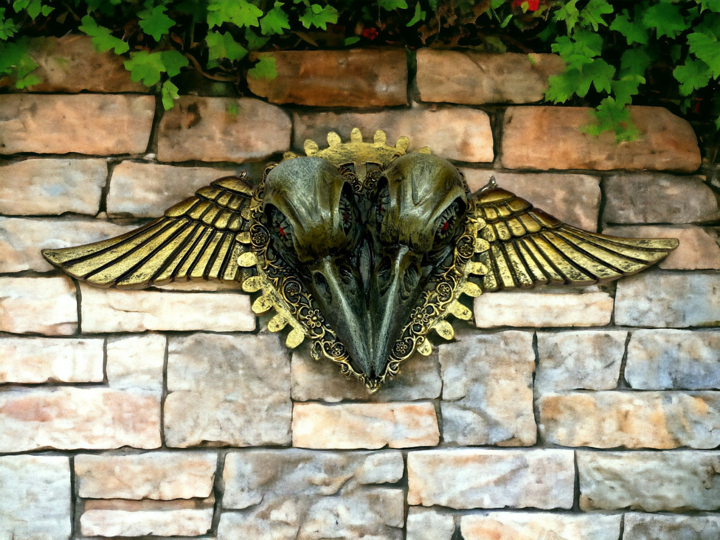 Gothic Raven Skull with Wings Wall Plaque - Handcrafted Resin Decor with Metal Hanger, Dark Fantasy Gothic Home Decor-Osiris Craftworks