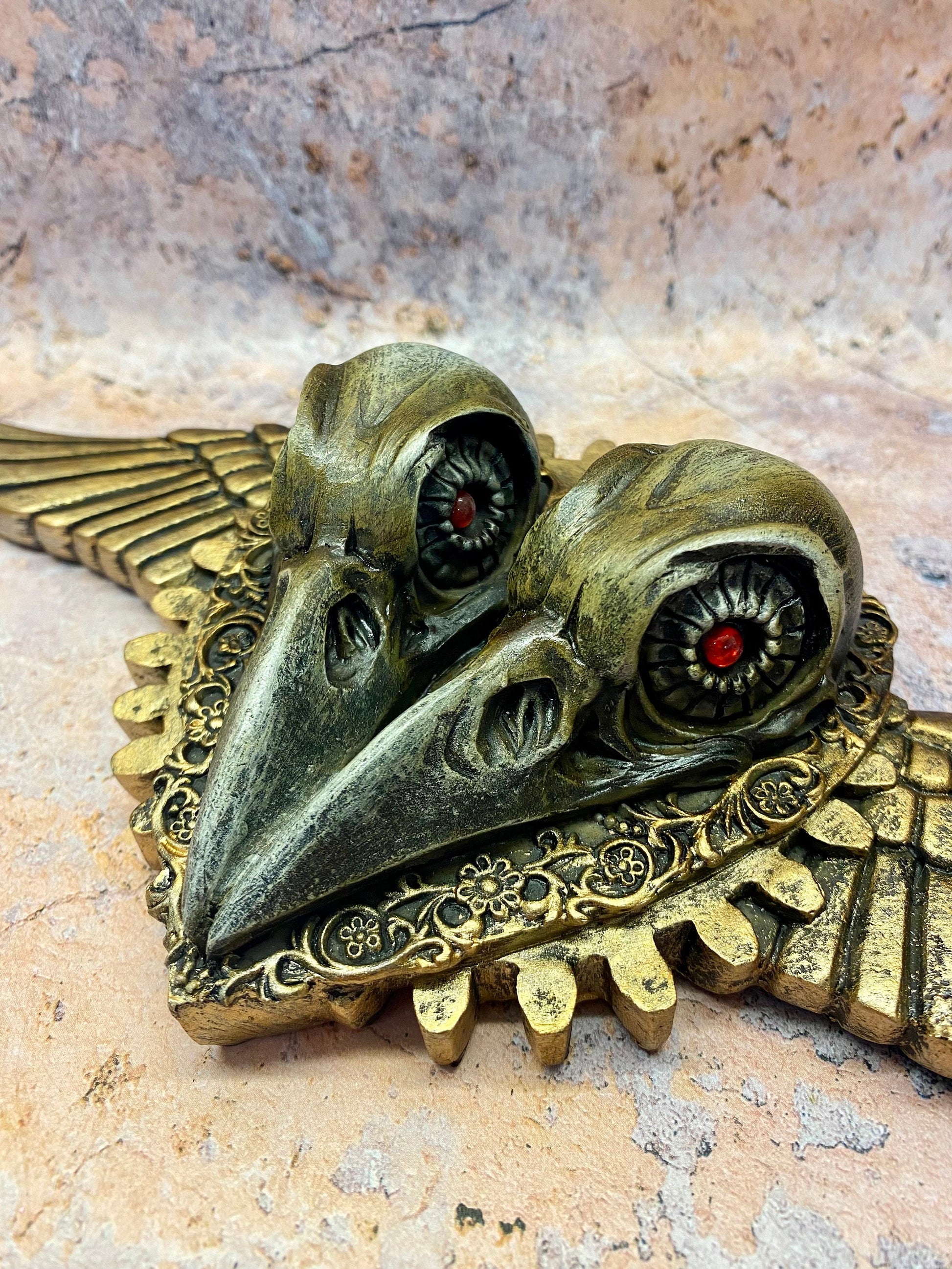 Gothic Raven Skull with Wings Wall Plaque - Handcrafted Resin Decor with Metal Hanger, Dark Fantasy Gothic Home Decor-Osiris Craftworks