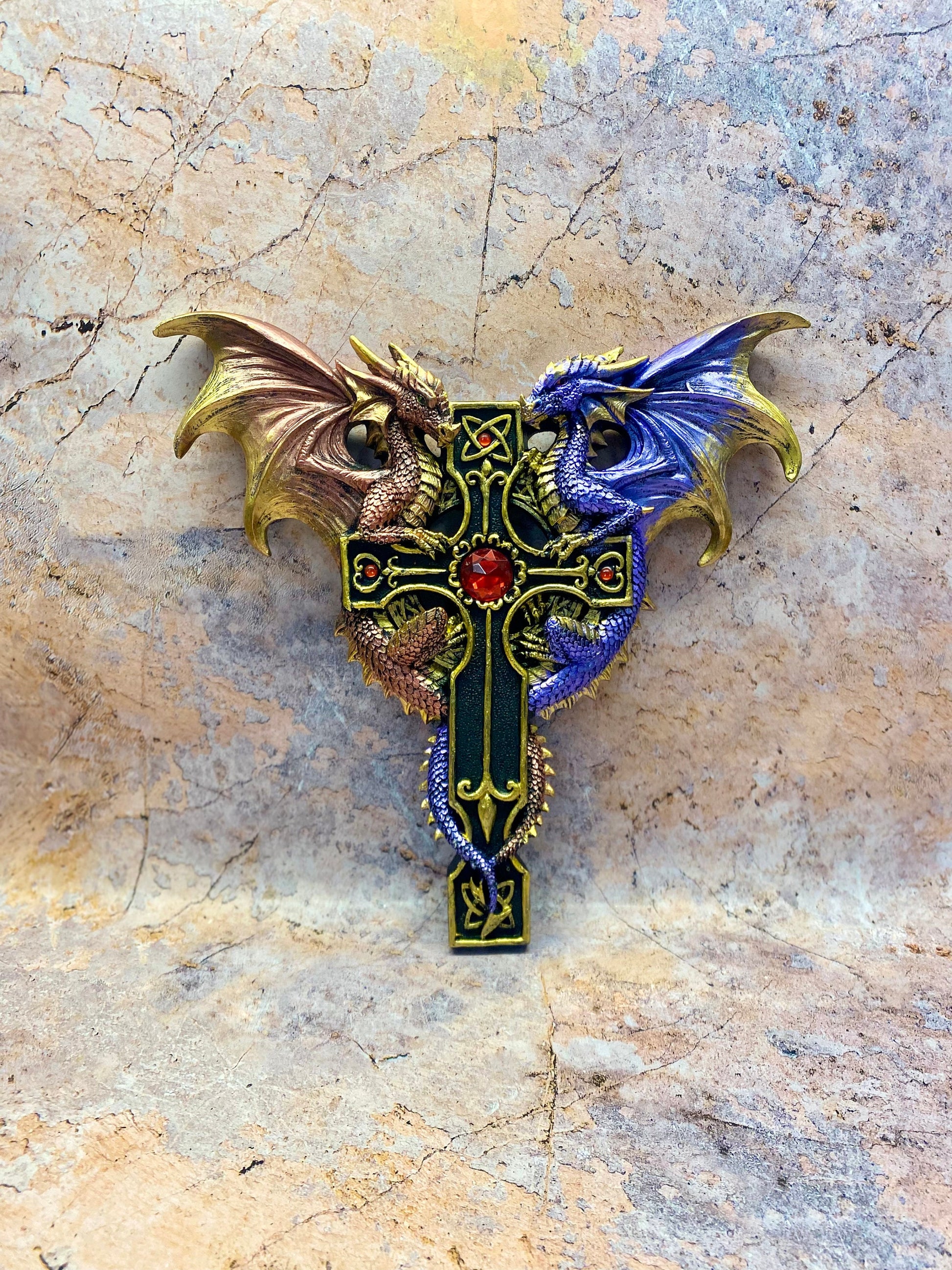 Gothic Dragons Wall Plaque | Dragon Decor | Unique Fantasy Wall Art | Dragon Wall Hanging | Home Decor | Gothic Gift | Mystical Home Decor-Osiris Craftworks