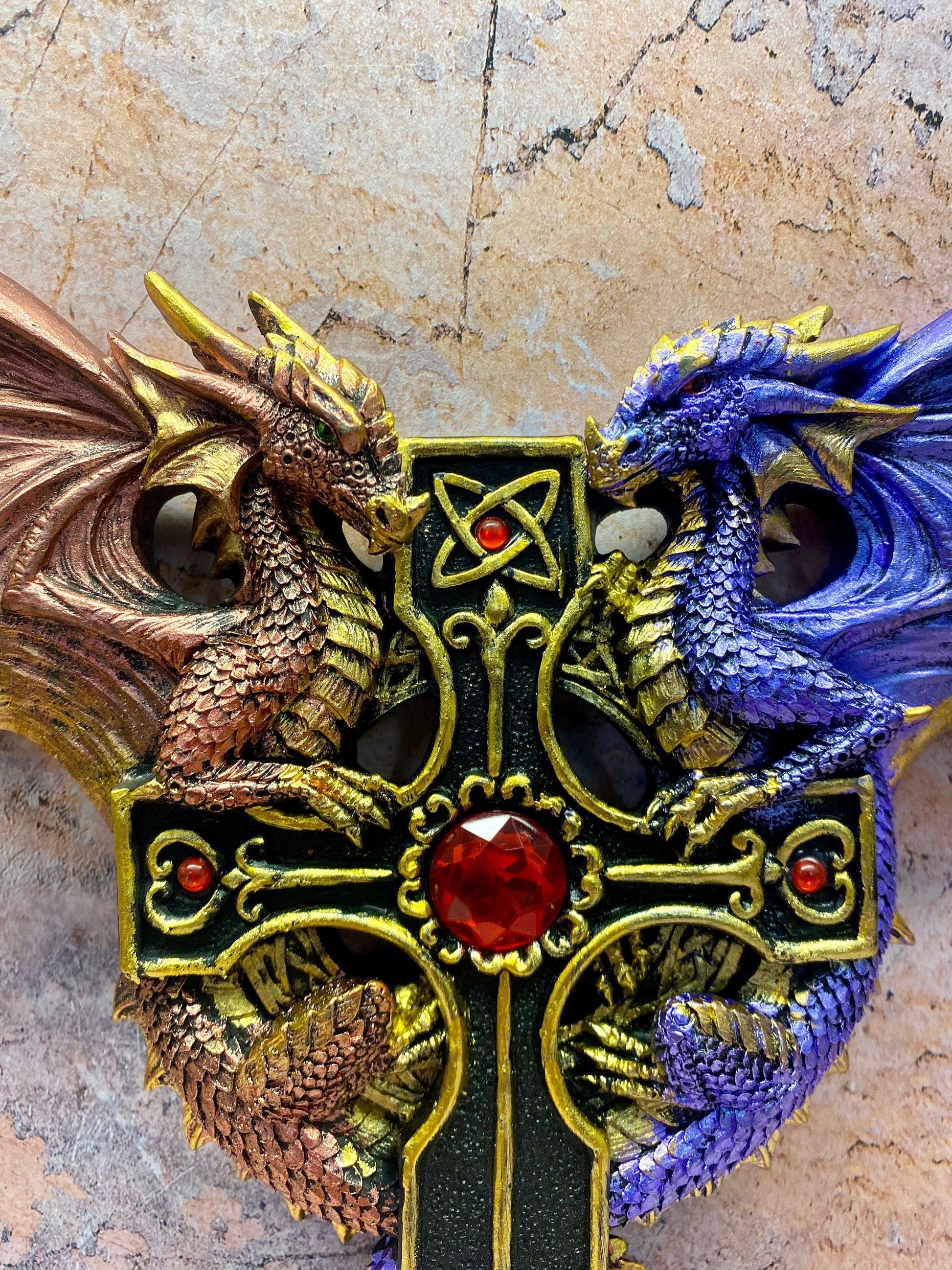 Gothic Dragons Wall Plaque | Dragon Decor | Unique Fantasy Wall Art | Dragon Wall Hanging | Home Decor | Gothic Gift | Mystical Home Decor-Osiris Craftworks