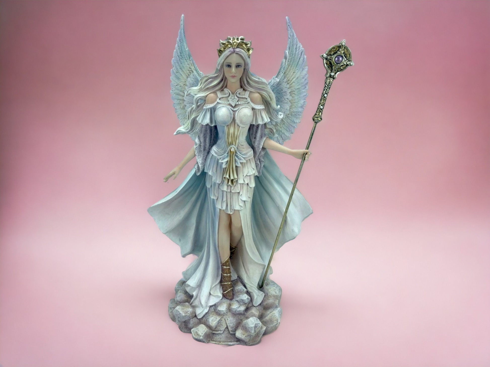 Majestic Handcrafted Angel Statue - Elegant Resin Sculpture for Spiritual Home Decor, Guardian Angel Figurine, Serenity and Peace Ornament-Osiris Craftworks