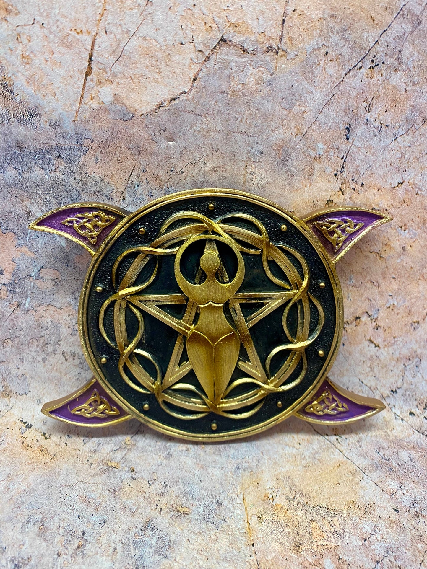 Goddess Triple Moon Pentacle Box - Handcrafted Resin Celtic Jewelry Storage, Wiccan Altar Box, Spiritual Decor-Osiris Craftworks