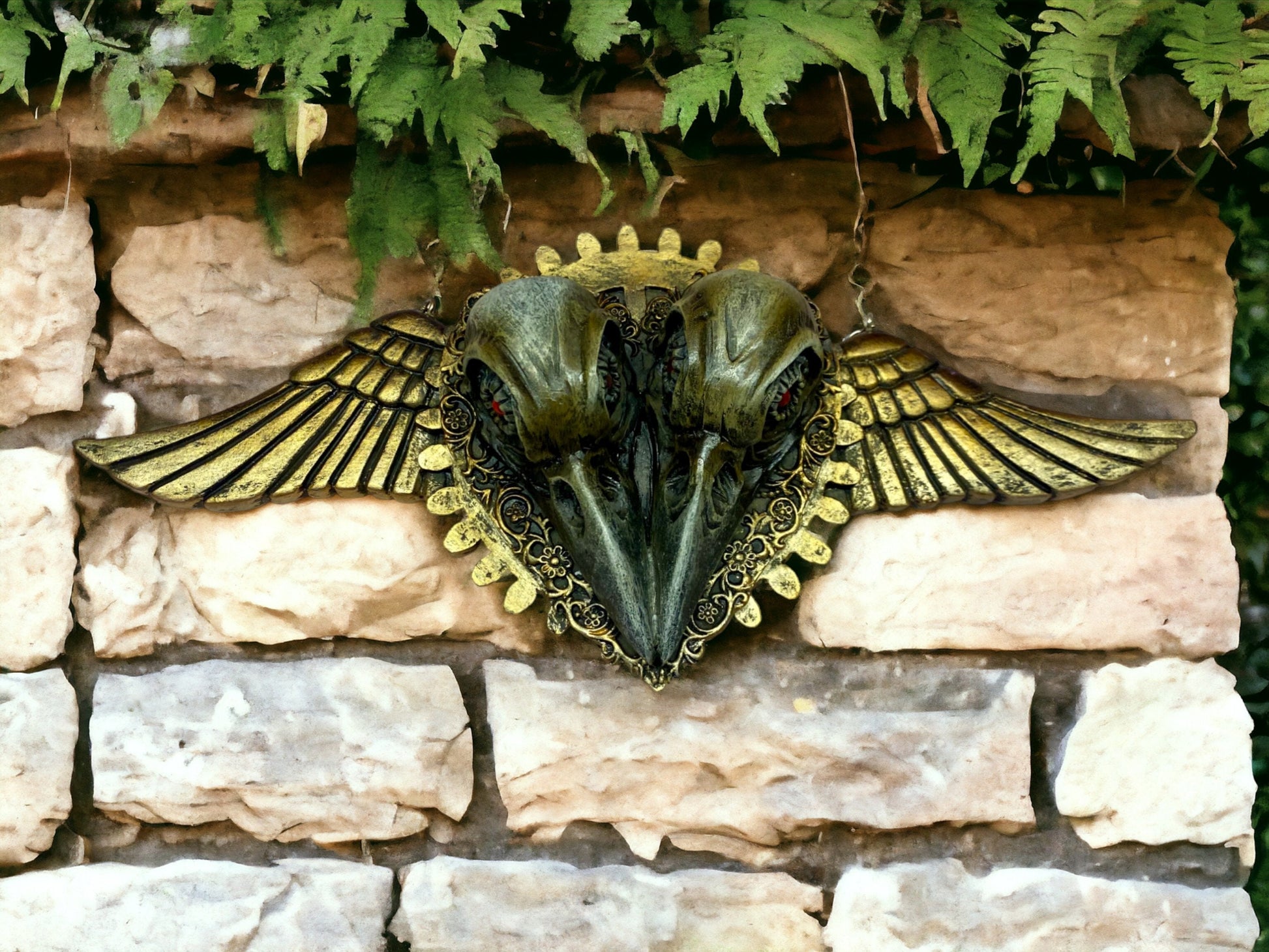 Gothic Raven Skull with Wings Wall Plaque - Handcrafted Resin Decor with Metal Hanger, Dark Fantasy Gothic Home Decor-Osiris Craftworks