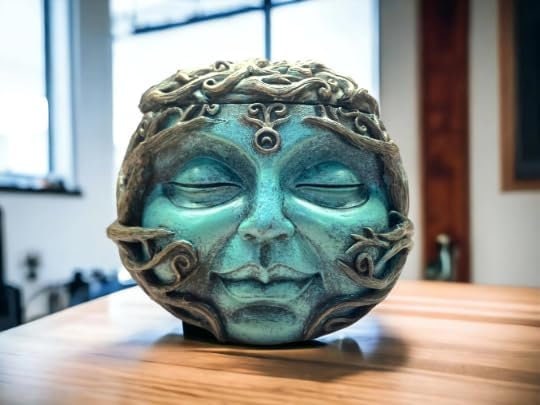 Mystical Greenman Trinket Box - Handcrafted Resin Altar Box, Celtic Pagan Storage, Spiritual Decor-Osiris Craftworks