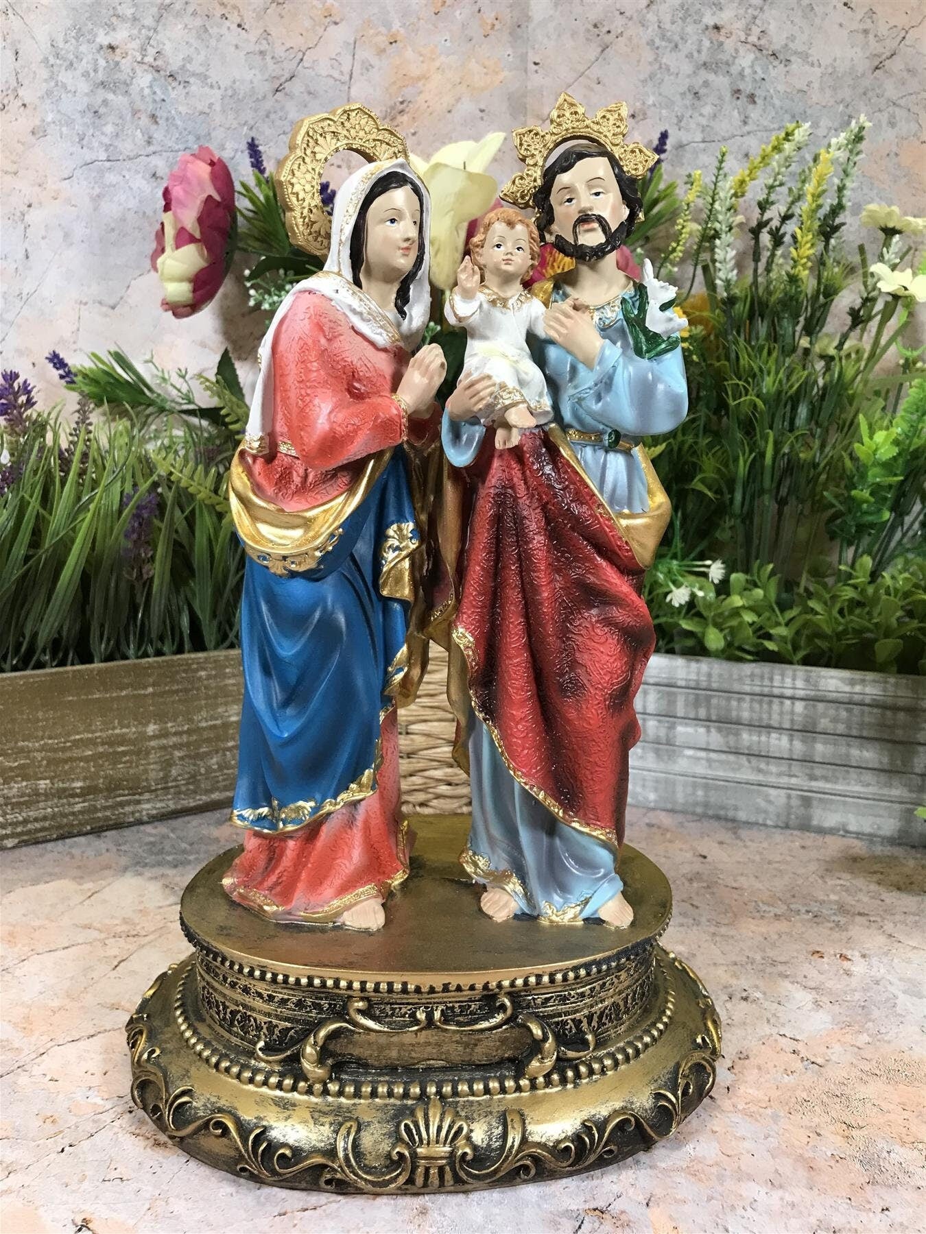 Elegante Krippenstatue – Figur der Heiligen Familie, Weihnachtskrippendekoration – religiöses katholisches Heimornament – ​​schöne Geschenkidee