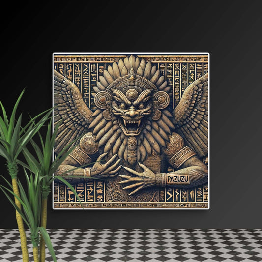 Ancient Assyrian Demon Pazuzu Canvas Art - Detailed Mythological Wall Decor