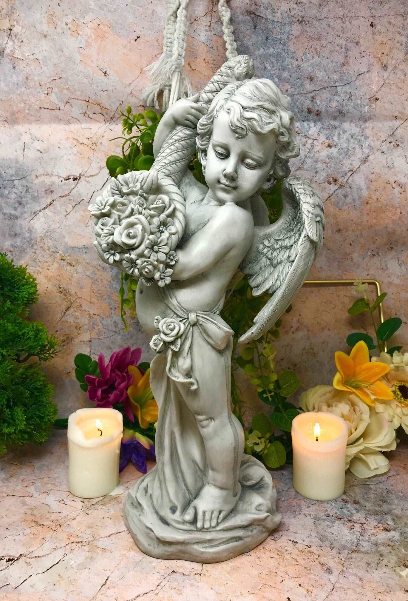 Angelic Serenade Figurine - Resin Statue - Ethereal Garden Decor - Majestic Home Centerpiece - Memorial Angel Ornament-Osiris Craftworks