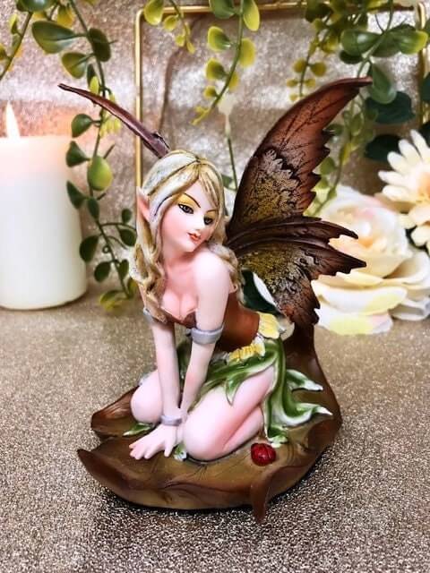 Enchanted Green Flower Fairy Figurine, Mystical Fairy Resting on Leaf Statue, Whimsical Fantasy Ornament, Enchanting Home Decor-Osiris Craftworks