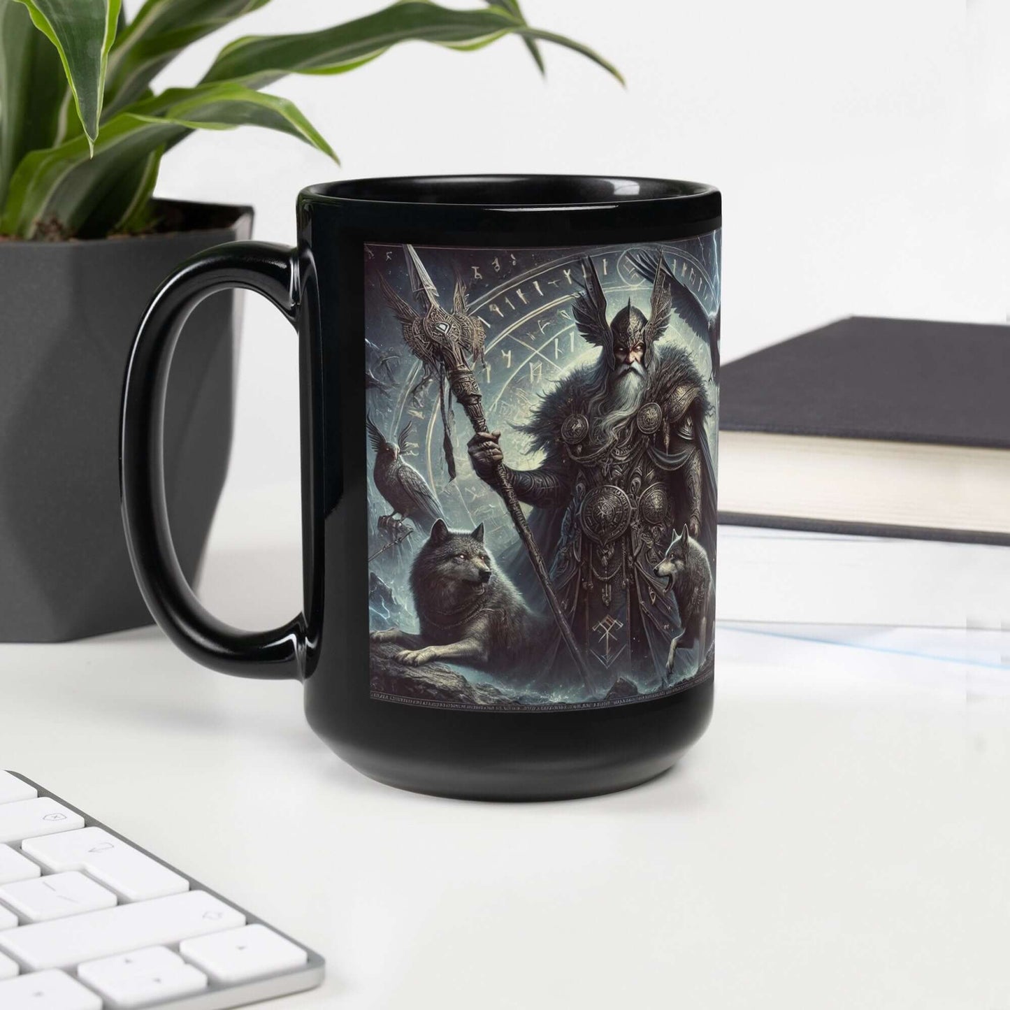 Norse Mythology Odin Mug - Detailed Odin Design - Viking God Allfather Mug - Nordic Warrior Coffee Cup - 11 oz Ceramic Mug-Osiris Craftworks