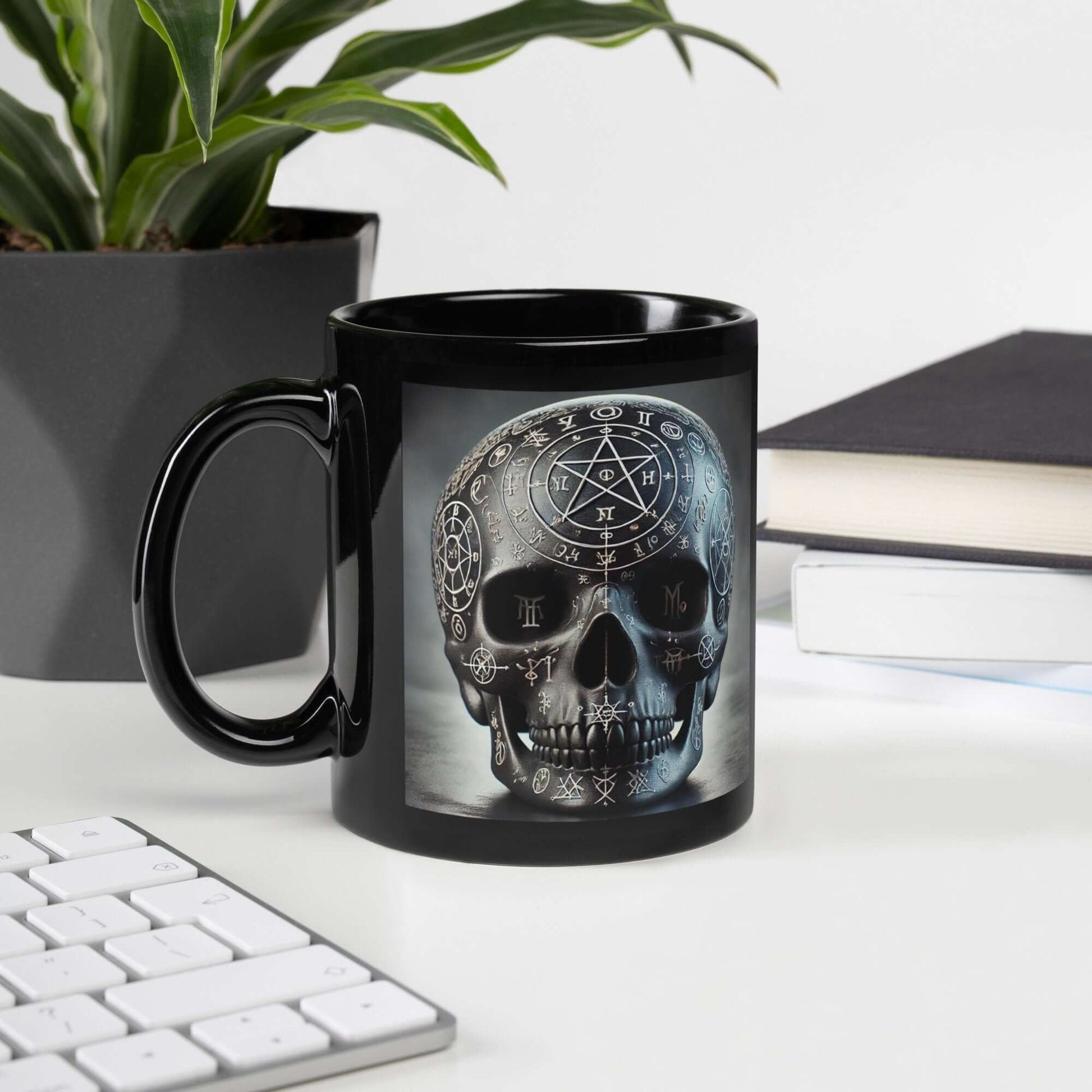 Mystic Necromancer Skull Mug - Gothic Witchcraft Symbol Decor - Esoteric Occult Gift-Osiris Craftworks