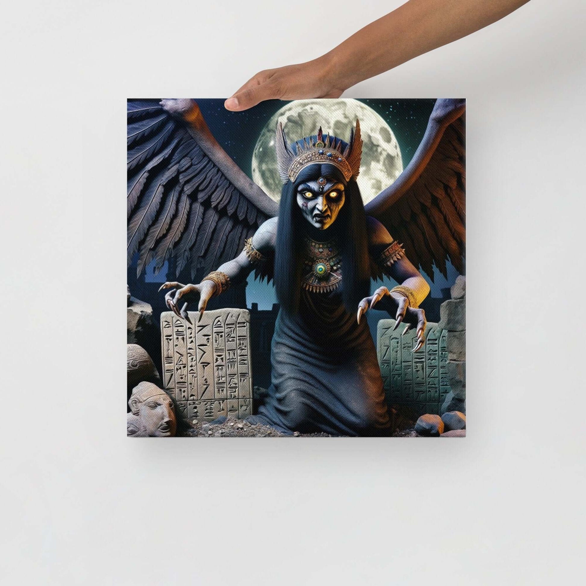 Lamashtu Ancient Dark Spirit Gothic Canvas Art - Mesopotamian Mythology Demoness Decor for Home-Osiris Craftworks