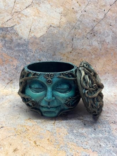 Mystical Greenman Trinket Box - Handcrafted Resin Altar Box, Celtic Pagan Storage, Spiritual Decor-Osiris Craftworks