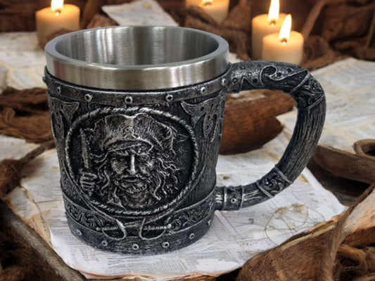 Pirate Resin Tankard - Handcrafted Gothic Mug, Stainless Steel Insert, Unique Pirate Decor-Osiris Craftworks