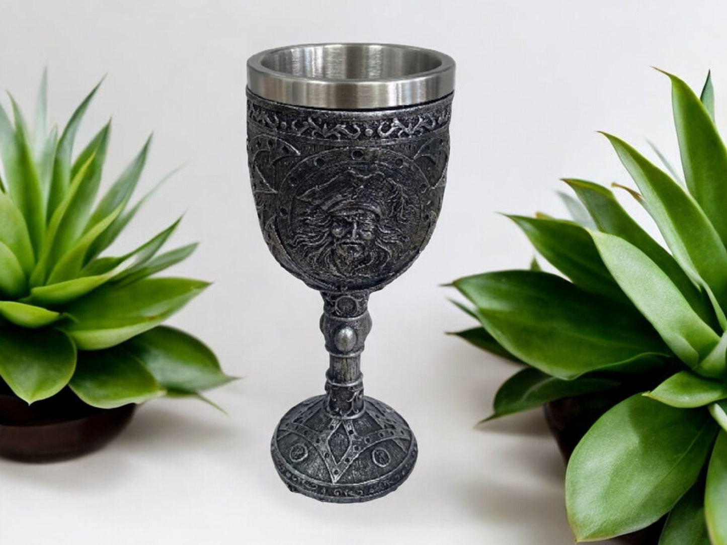 Handcrafted Pirate Goblet Resin Sculpture - Stainless Steel Insert - Medieval Fantasy Decor - Gothic Drinkware - Unique Pirate Gift-Osiris Craftworks