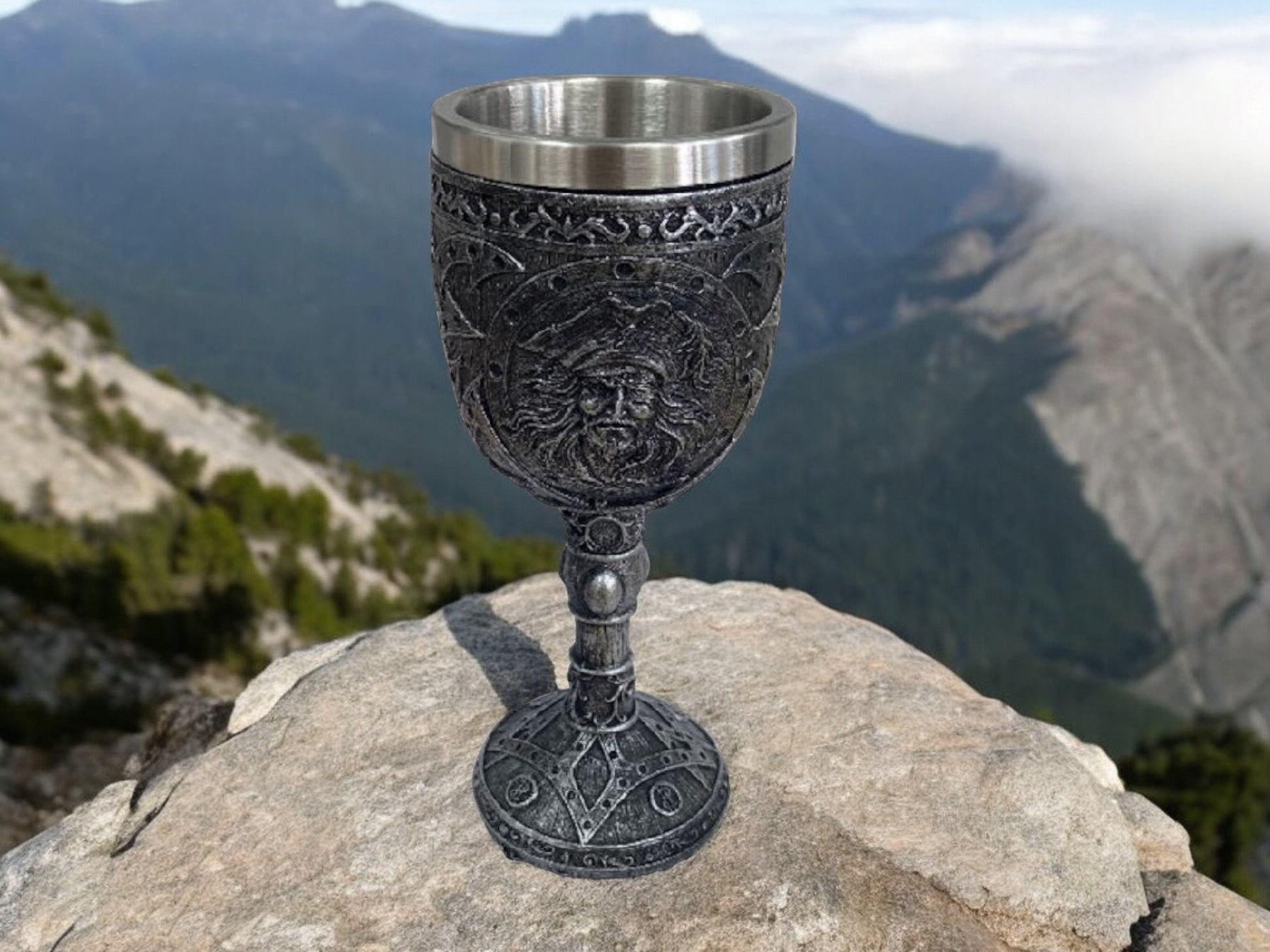 Handcrafted Pirate Goblet Resin Sculpture - Stainless Steel Insert - Medieval Fantasy Decor - Gothic Drinkware - Unique Pirate Gift-Osiris Craftworks