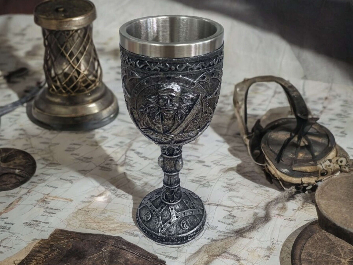 Pirate Skull Goblet with Stainless Steel Insert - Gothic Chalice, Medieval Drinkware, Pirate Mug, Viking Tankard, Unique Gift, Home Decor-Osiris Craftworks