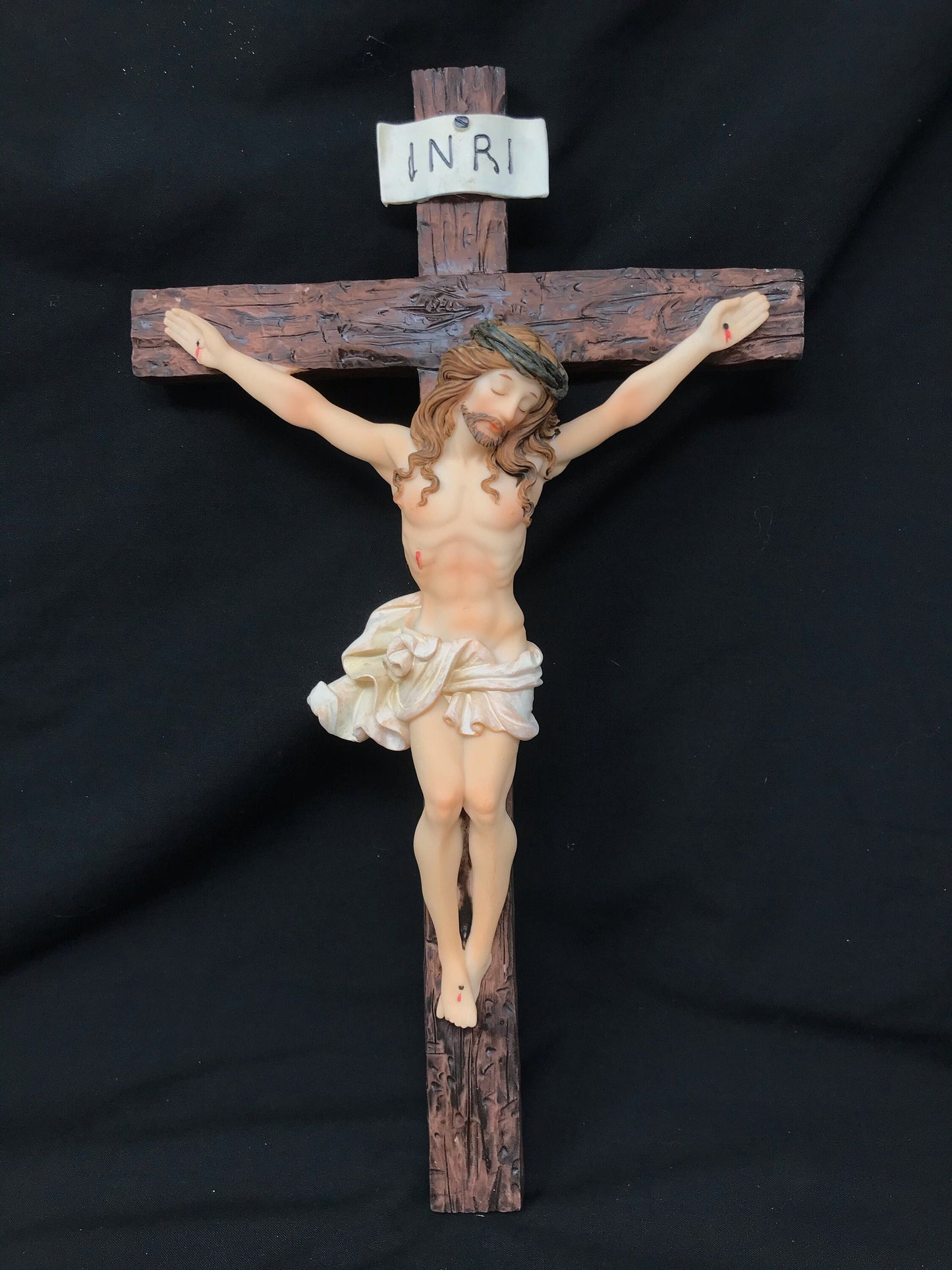 Resin Crucifix Sculpture Spiritual Christian Wall Art, Religious Jesus on the Cross Decor, Inspirational Faith-Based Home Accent-Osiris Craftworks