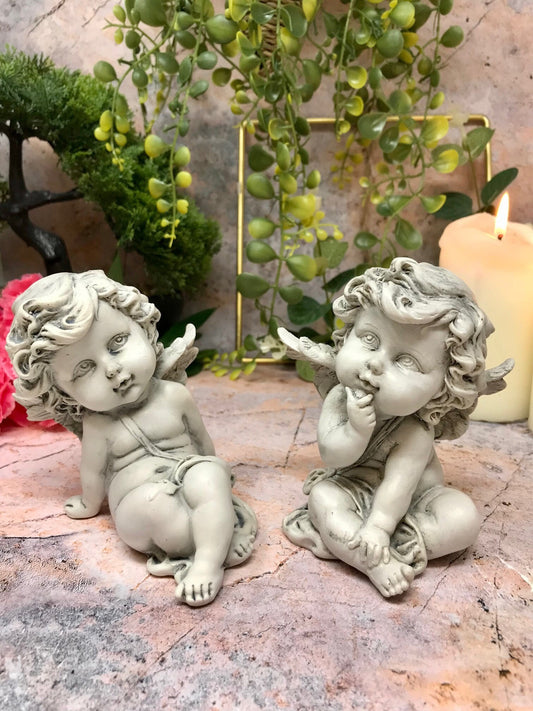 Serene Guardian Angel Cherub Pair Figurine - Divine Companions for Home Decor & Spiritual Protection"-Osiris Craftworks