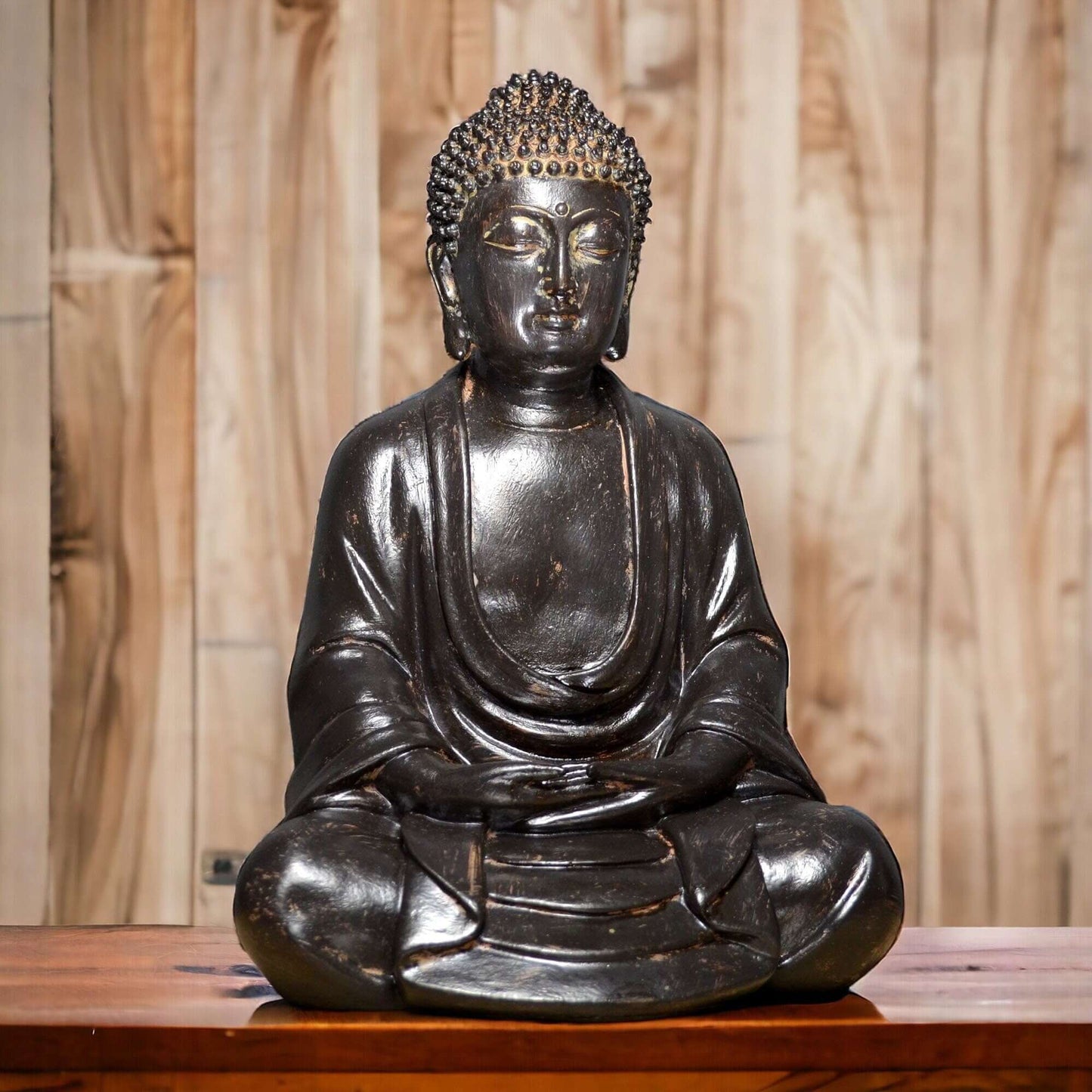 Serene Meditating Buddha Statue – Antique Finish Handcrafted Resin, Zen Home Decor, Mindfulness Gift, Spiritual Altar Art-Osiris Craftworks