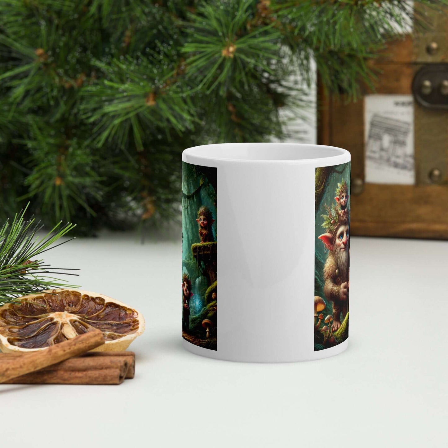 Zauberhafte Troll-Familientasse - Skandinavische Fantasy-Kunst, 11 oz Kaffee-/Teetasse, skurriles nordisches Dekor, einzigartiges Geschenk für Troll-Liebhaber