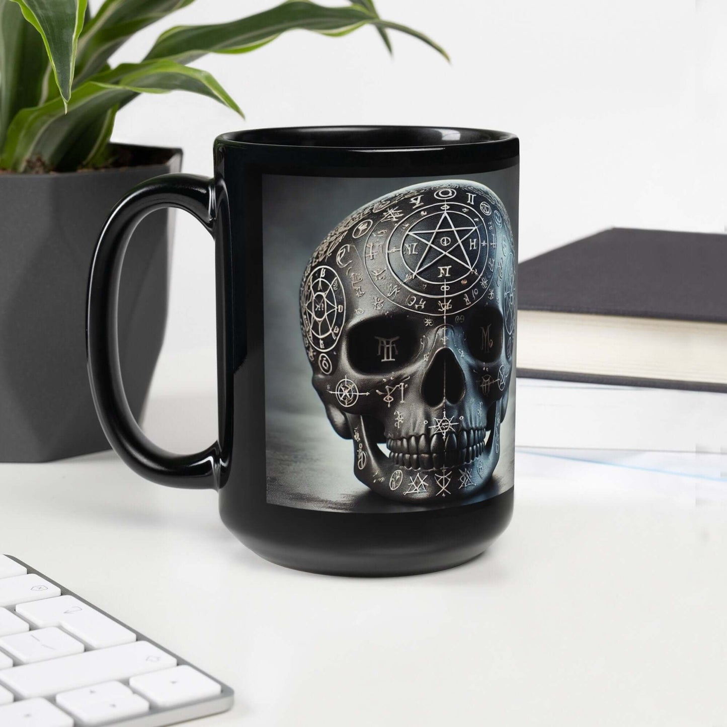 Mystic Necromancer Skull Mug - Gothic Witchcraft Symbol Decor - Esoteric Occult Gift-Osiris Craftworks