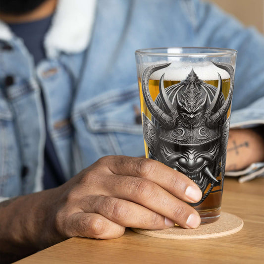 Kabuto Samurai Demon Warrior Pint Glass – Bold Japanese Folklore Design