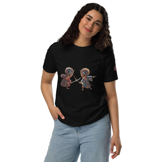 Two Amanojaku Demon Sword Fight T-Shirt – Japanese Mythology Graphic Tee, Bold Anime-Inspired Design