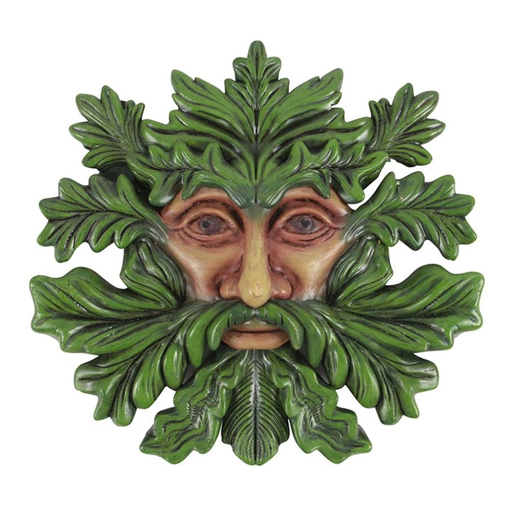 Green Man Wall Plaque Pagan Decor | Indoor Outdoor Leafy Face Wall Art 18.5cm