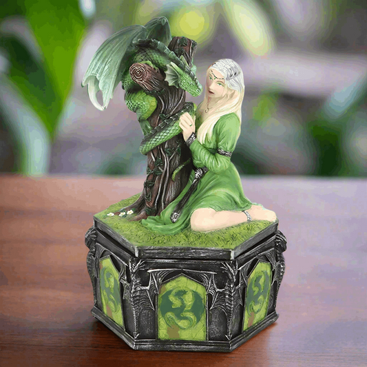 Anne Stokes Kindred Spirits Dragon Box - Fantasy Collectible Resin Storage, 19cm