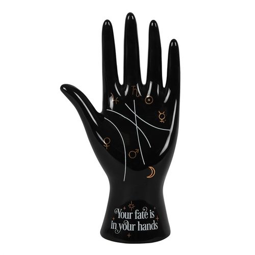 Black Ceramic Palmistry Hand Ornament Chiromancy Fortune Telling Gothic Decor