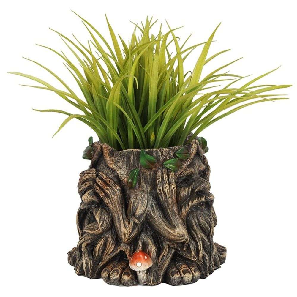 Green Man Plant Pot See No Evil, Hear No Evil, Speak No Evil - Indoor/Outdoor Resin Garden Decor