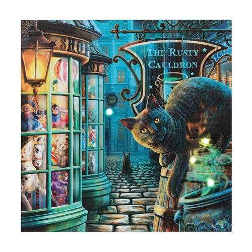 The Rusty Cauldron Light Up Canvas Plaque by Lisa Parker