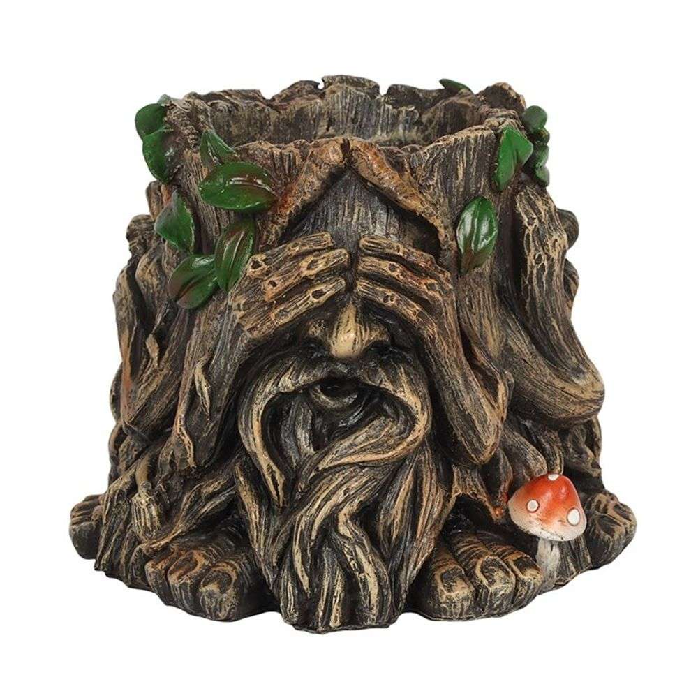Green Man Plant Pot See No Evil, Hear No Evil, Speak No Evil - Indoor/Outdoor Resin Garden Decor