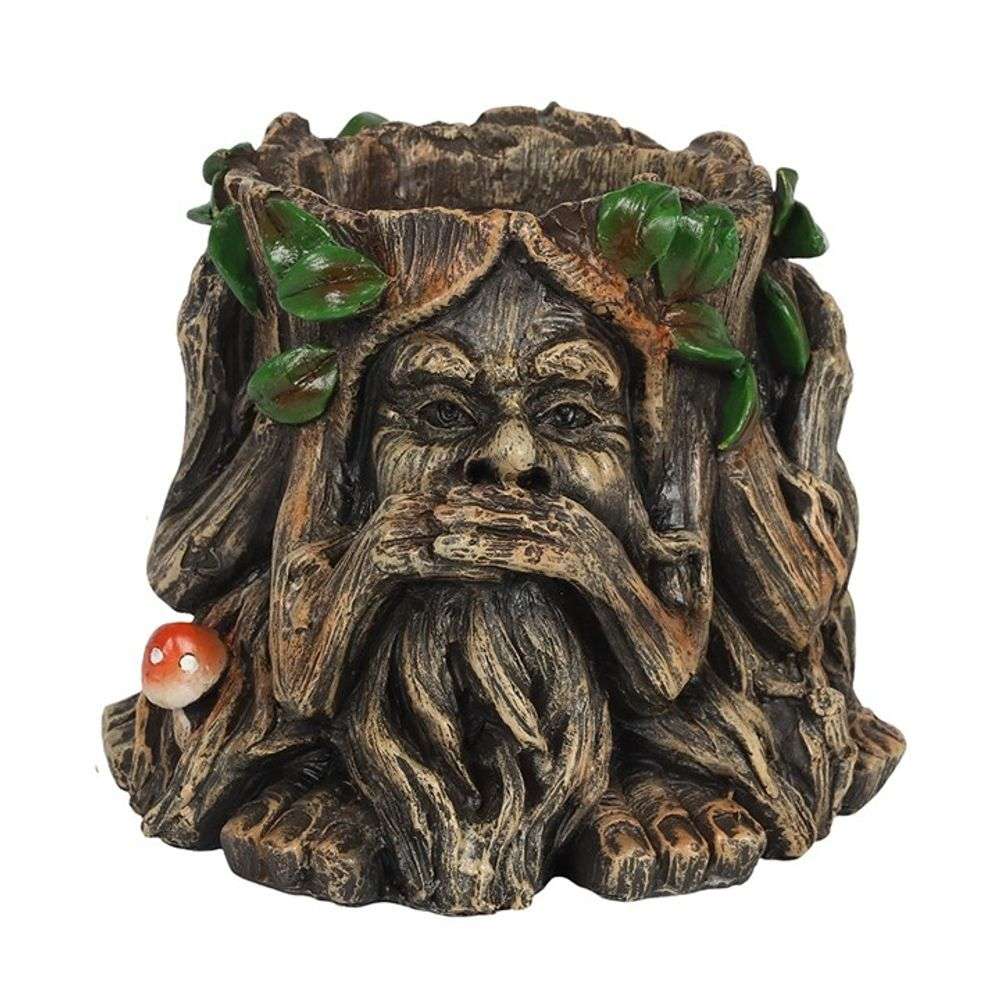 Green Man Plant Pot See No Evil, Hear No Evil, Speak No Evil - Indoor/Outdoor Resin Garden Decor